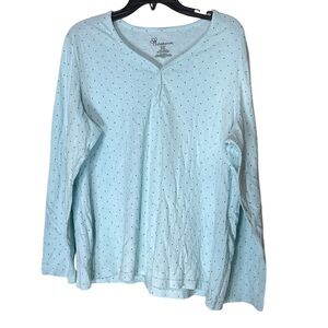 Croft & Barrow Light Blue Women's Blouse Polka Dot Pajama Intimates - Size XXL